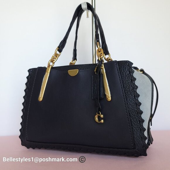 COACH Dreamer 27 Whipstitch Colorblocked Mixed Leather & Suede Satchel-Ink Mult⭐ - Picture 5 of 16